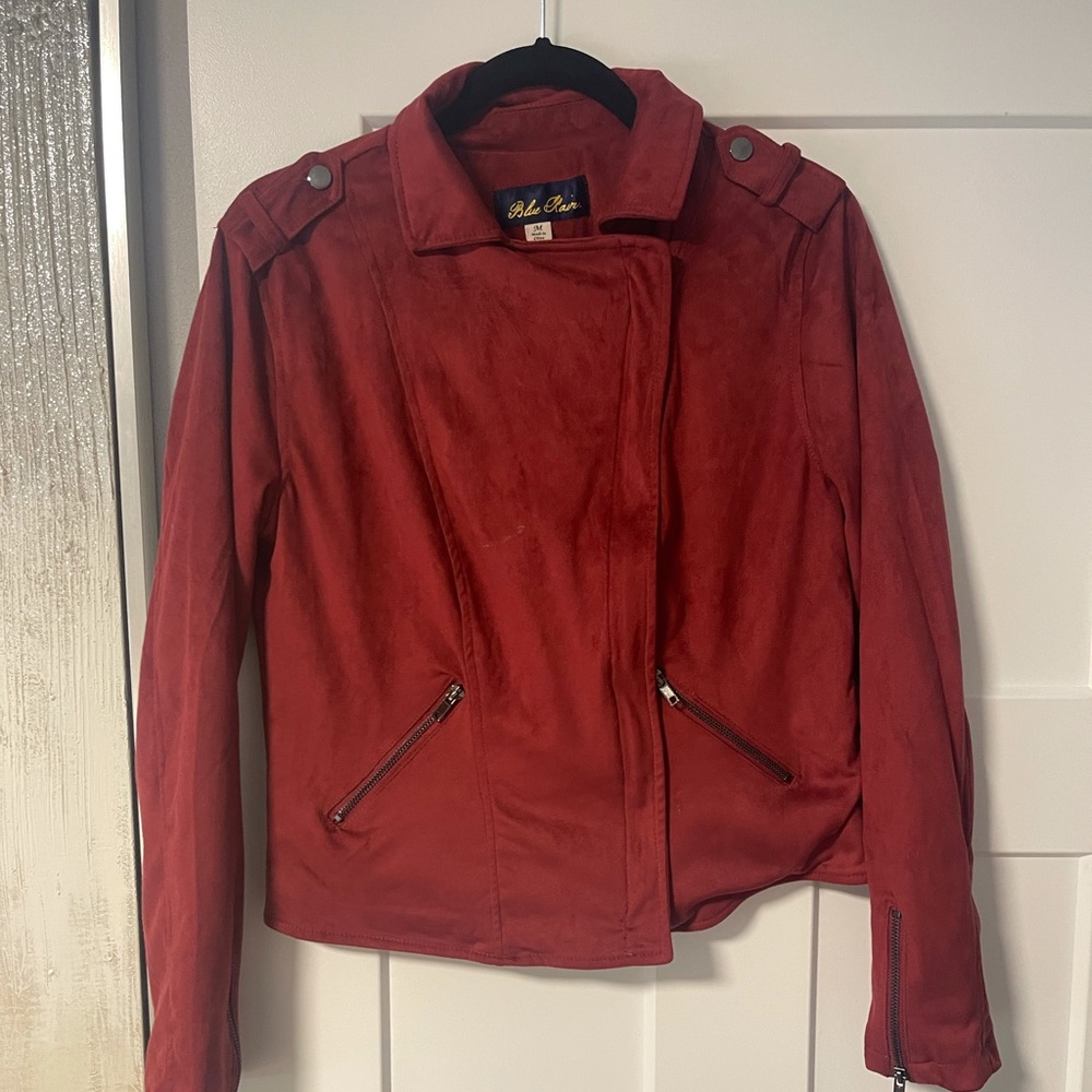 Red suede bomber jacket